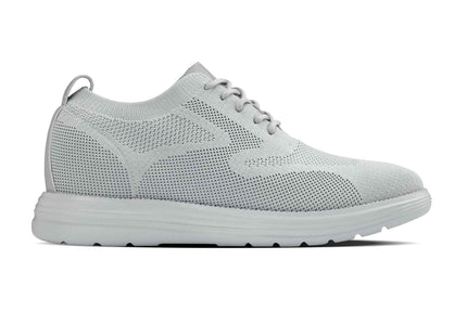 CALTO - X2640 - 2.8 Inches Taller (Pewter/Light Grey Sole) - Lace Up Casual Walker - Lightweight