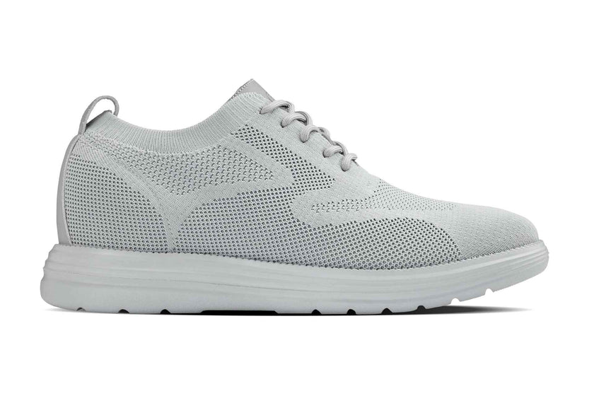 CALTO - X2640 - 2.8 Inches Taller (Pewter/Light Grey Sole) - Lace Up Casual Walker - Lightweight