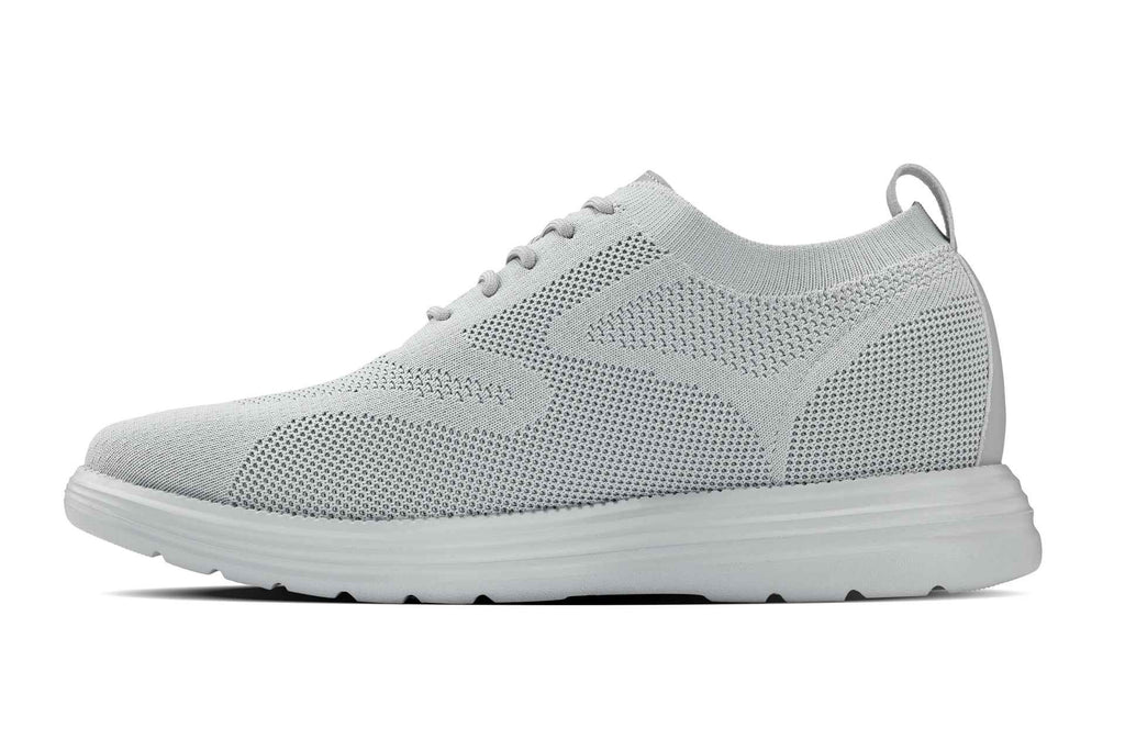 CALTO - X2640 - 2.8 Inches Taller (Pewter/Light Grey Sole) - Lace Up Casual Walker - Lightweight