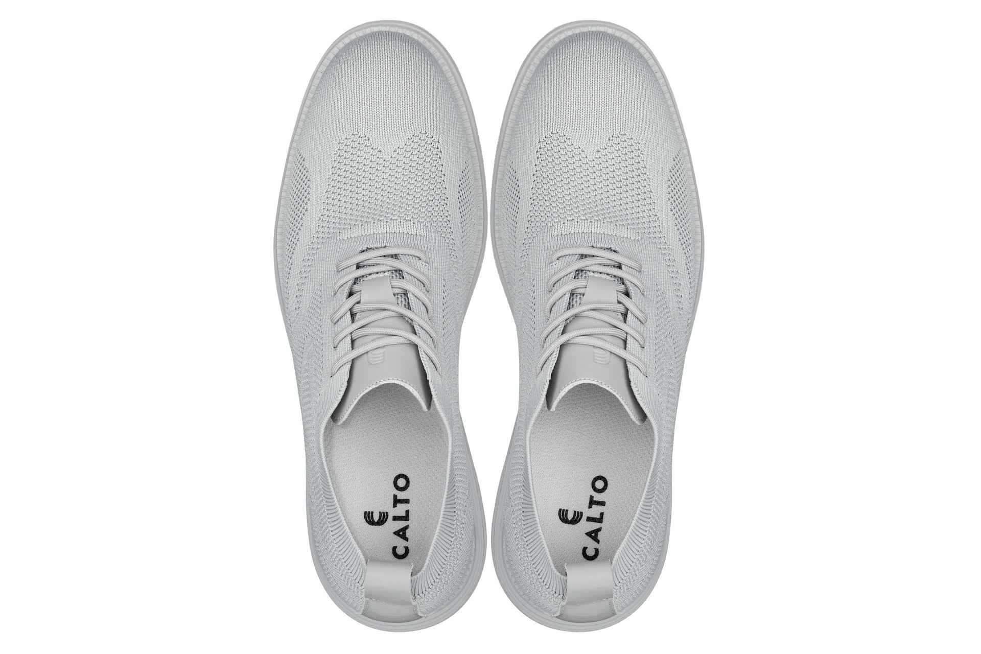 CALTO - X2640 - 2.8 Inches Taller (Pewter/Light Grey Sole) - Lace Up Casual Walker - Lightweight