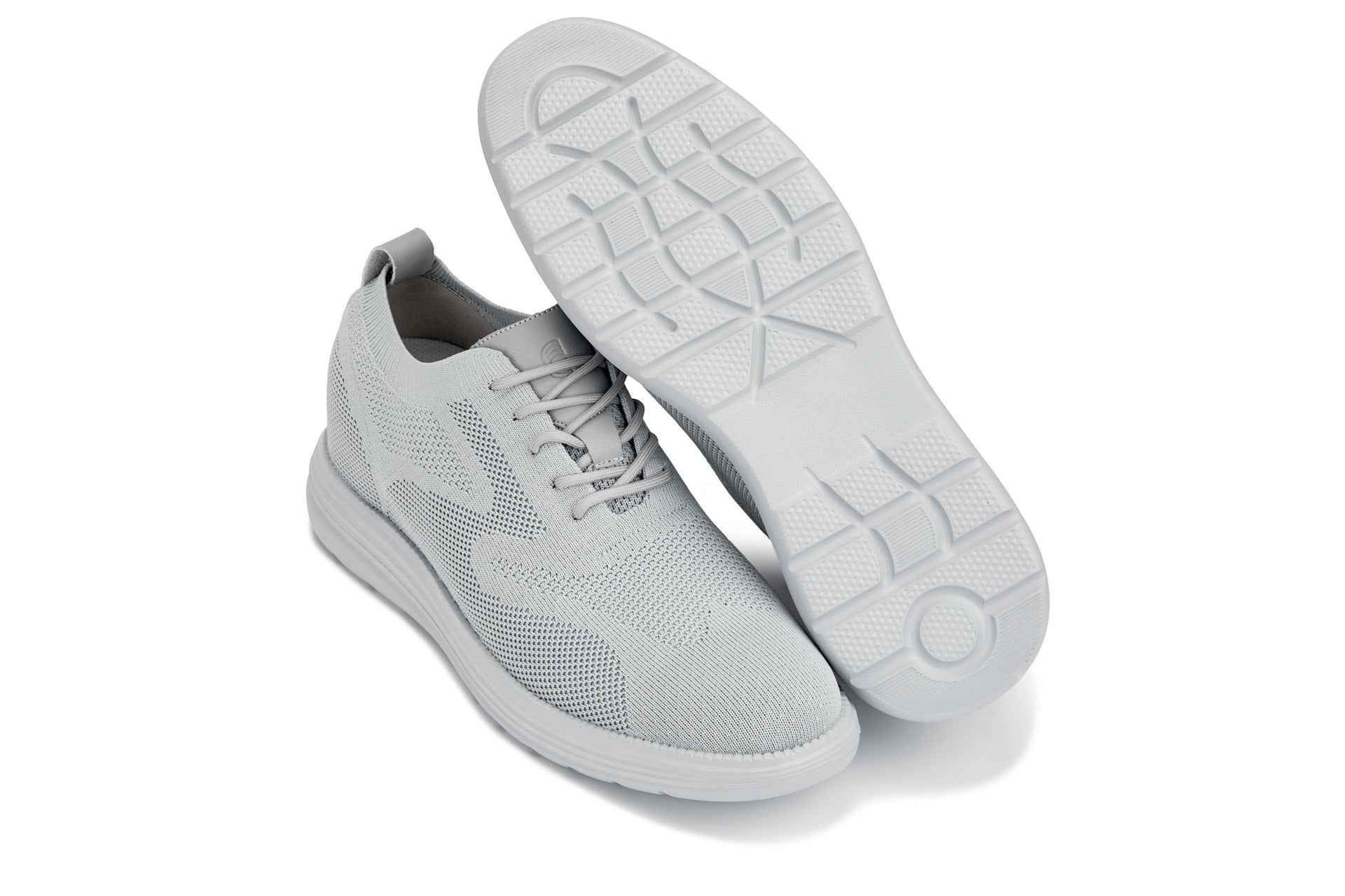 CALTO - X2640 - 2.8 Inches Taller (Pewter/Light Grey Sole) - Lace Up Casual Walker - Lightweight
