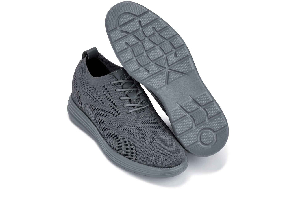 CALTO - X2641 - 2.8 Inches Taller (Iron/Dark Grey Sole) - Lace Up Casual Walker - Lightweight