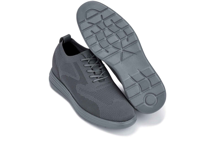 CALTO - X2641 - 2.8 Inches Taller (Iron/Dark Grey Sole) - Lace Up Casual Walker - Lightweight
