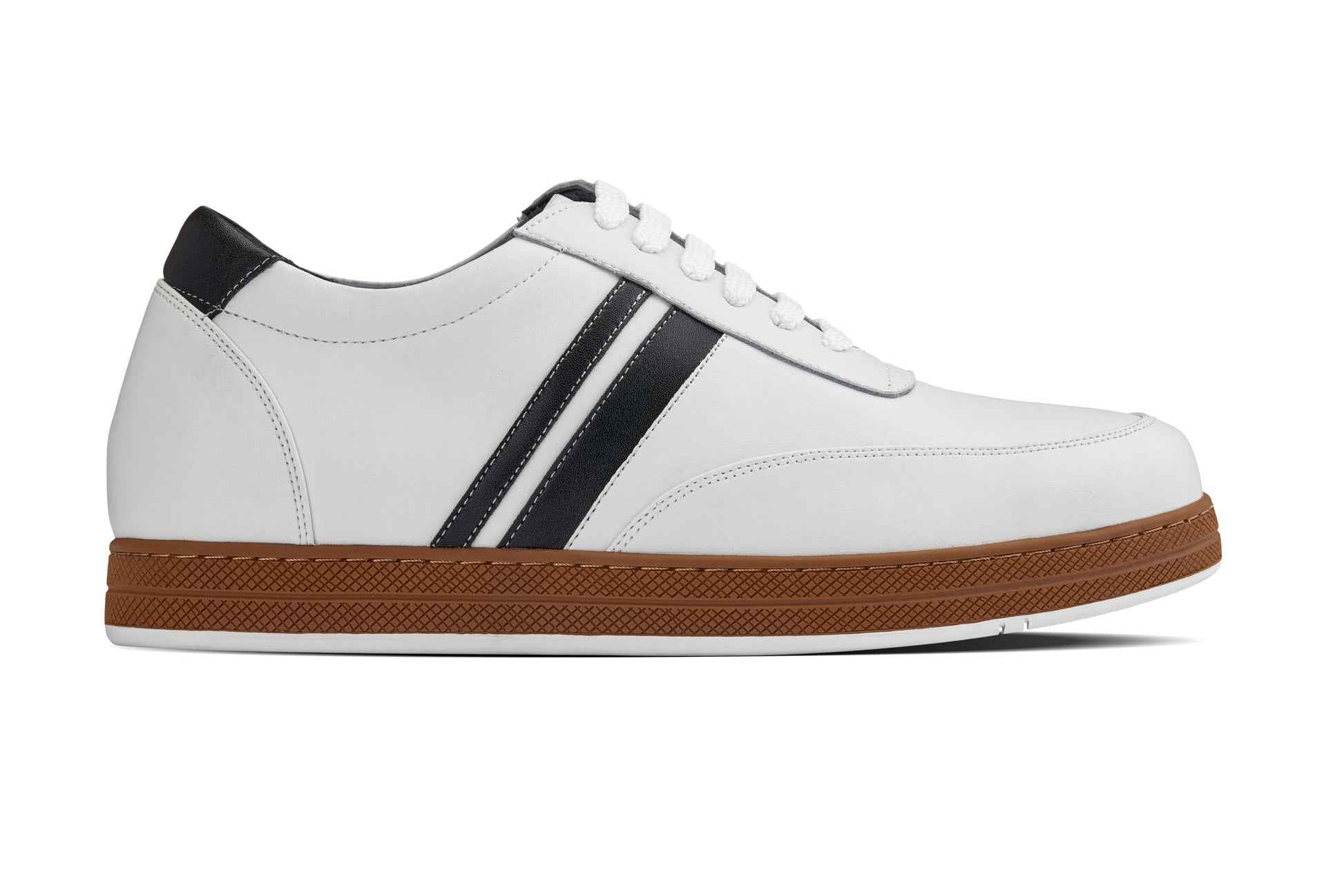 CALTO White Leather Sneakers - 2.8 inches - Y2821