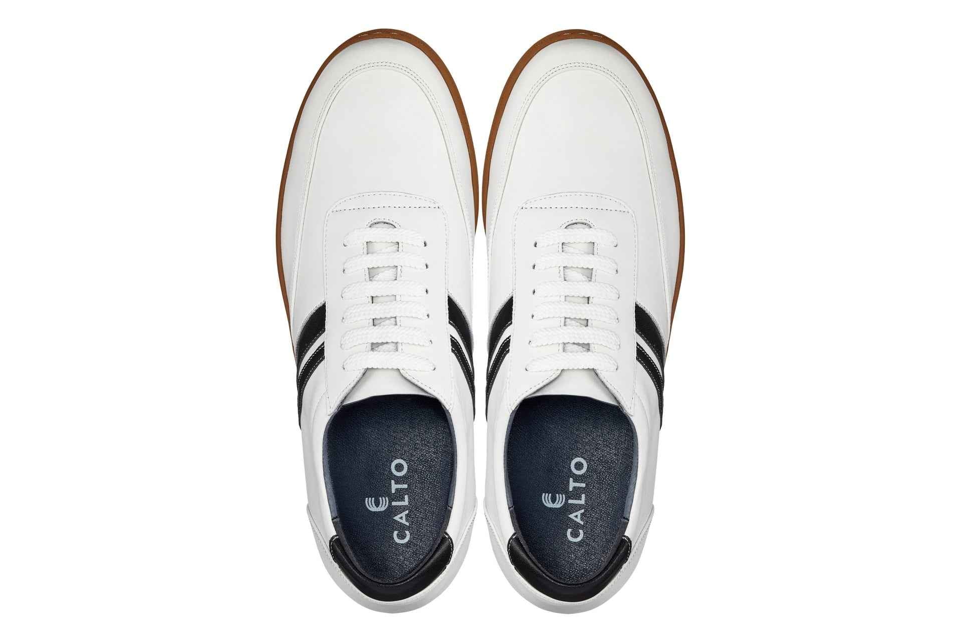 CALTO White Leather Sneakers - 2.8 inches - Y2821