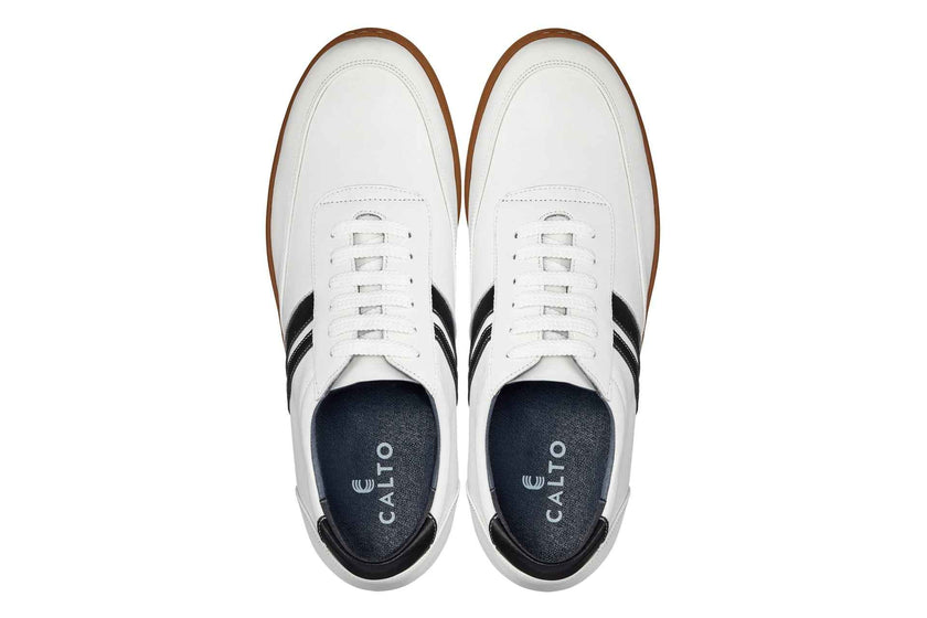 CALTO White Leather Sneakers - 2.8 inches - Y2821