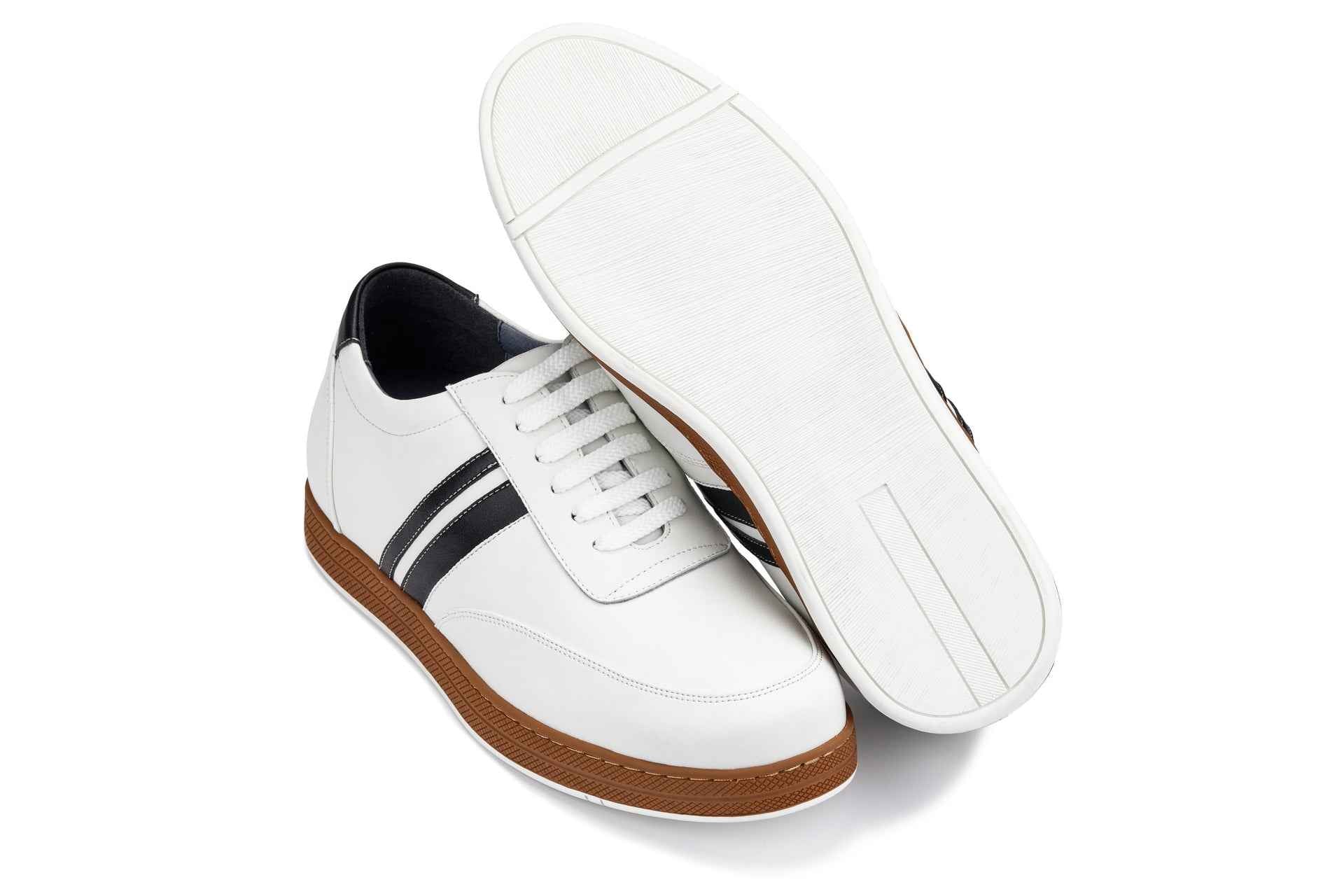 CALTO White Leather Sneakers - 2.8 inches - Y2821