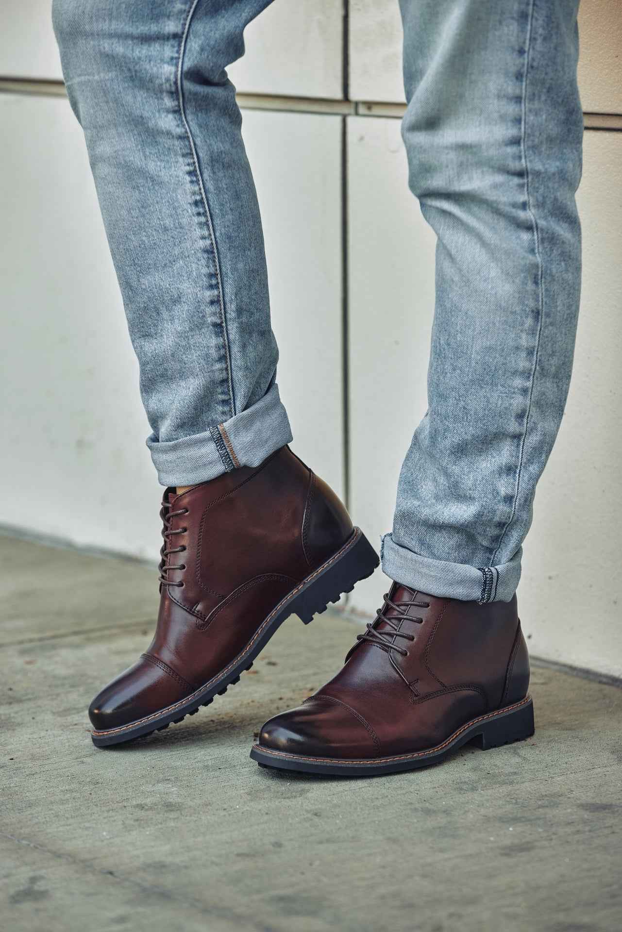 CALTO 3.2-Inch Taller Dark Brown Leather Boots Y41081