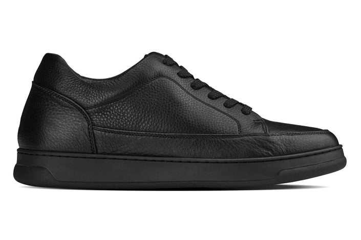 CALTO - Y7111 - 2.6 Inches Taller (Black) - Elevated Pebble Grain Leather Sneakers