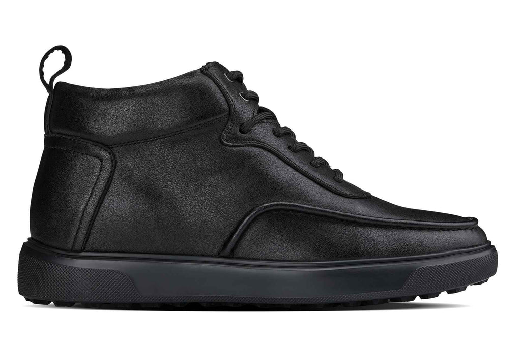 CALTO - Y7112 - 2.8 Inches Taller (Black) - Nappa Leather Moc-Toe Sneak-Boots