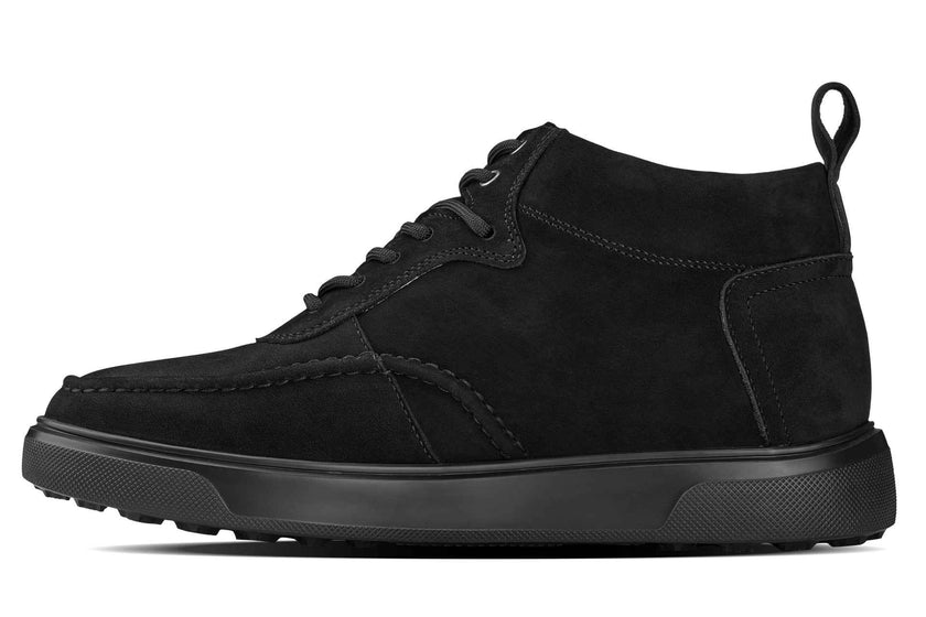 CALTO - Y7113 - 2.8 Inches Taller (Black) - Nubuck Suede Moc-Toe Sneak-Boots