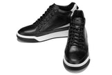 CALTO - Y7150 - 2.6 Inches Taller (Black) - Leather Ankle Top Sneak-Boot