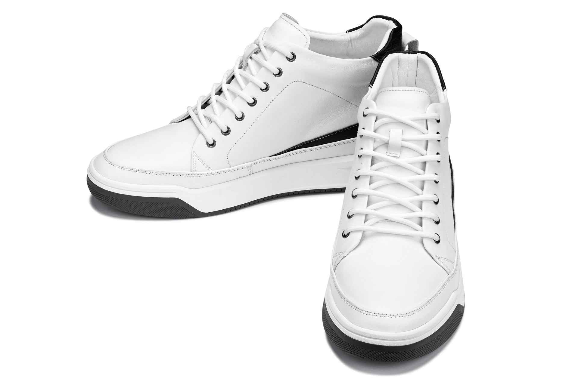 CALTO - Y7151 - 2.6 Inches Taller (Off-White) - Leather Ankle Top Sneak-Boot