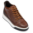 CALTO - Y7153 - 2.6 Inches Taller (Brown) - Leather Ankle Top Sneak-Boot