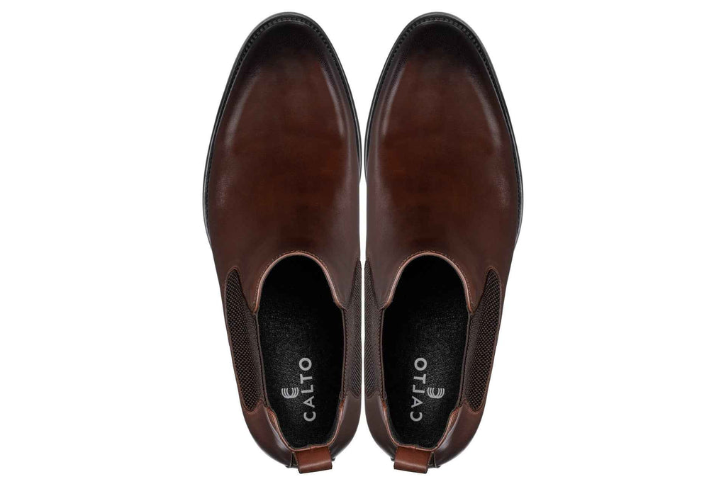 CALTO - Y72231 - 2.8 Inches Taller (Coffee Brown) - Chelsea Boots
