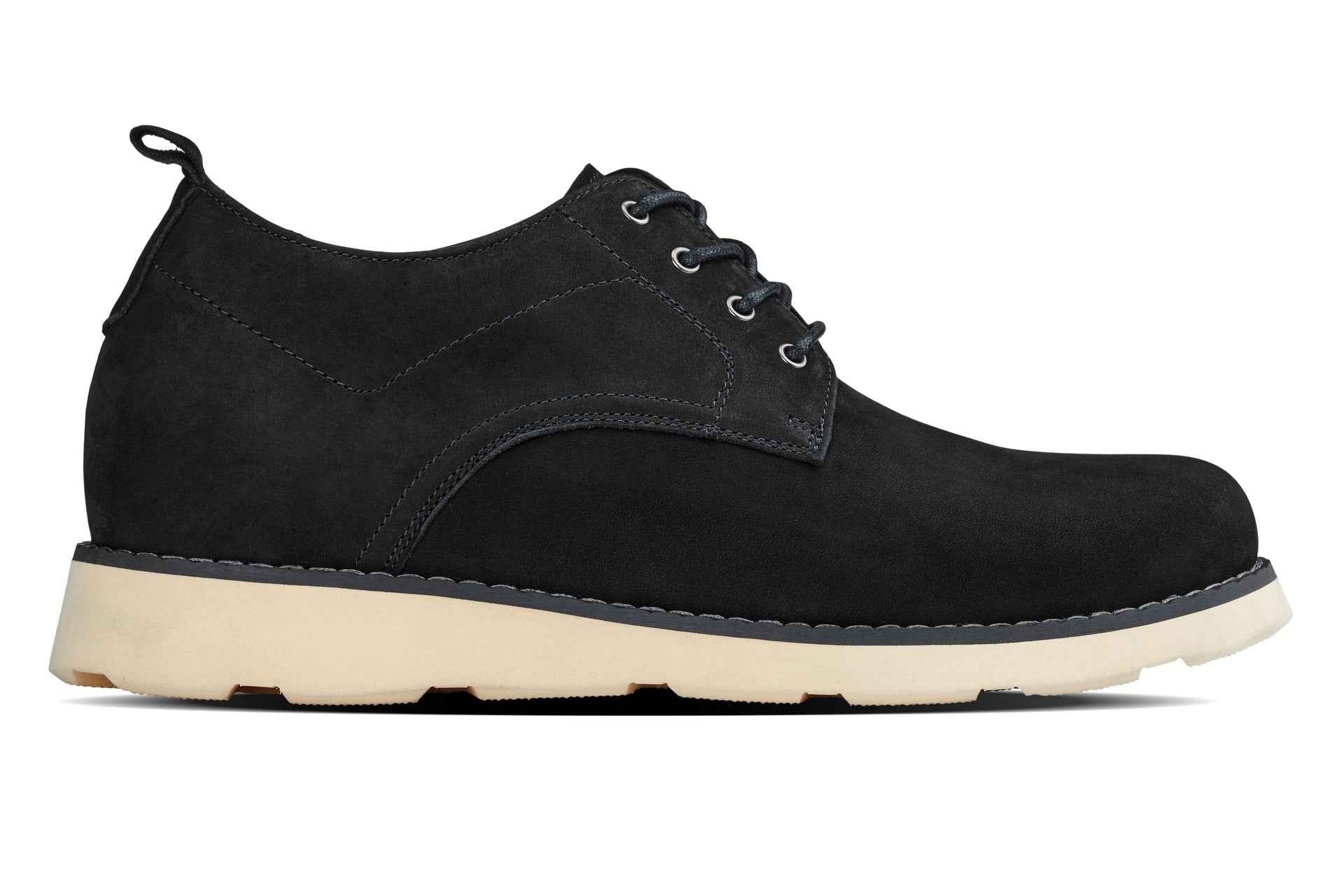 CALTO - Y7261 - 2.8 Inches Taller (Black) - Nubuck Upper Wedge Sole Work Boots