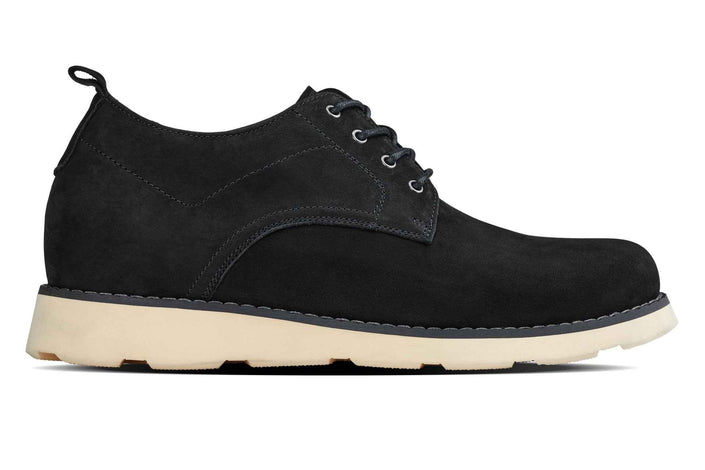 CALTO - Y7261 - 2.8 Inches Taller (Black) - Nubuck Upper Wedge Sole Work Boots