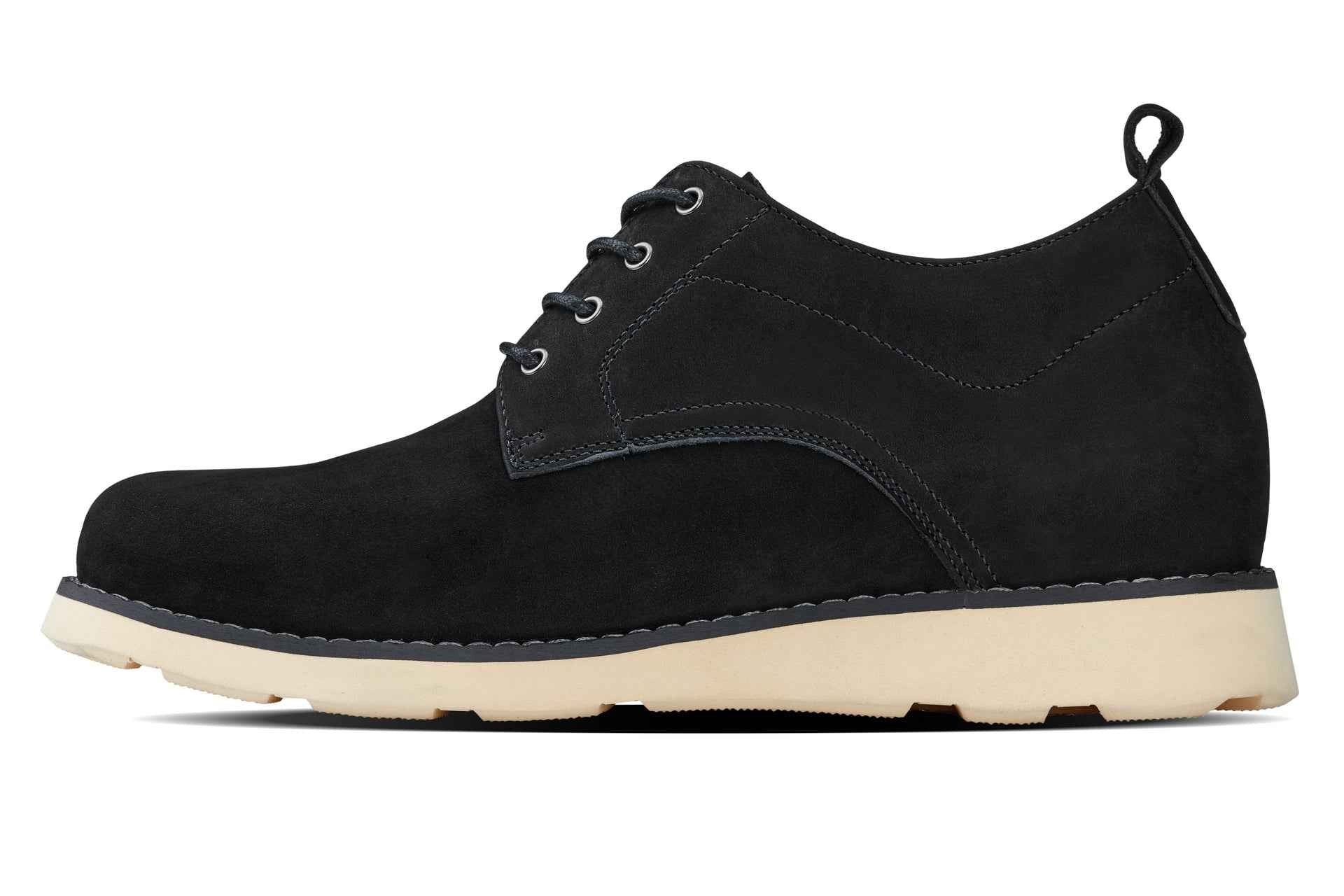 CALTO - Y7261 - 2.8 Inches Taller (Black) - Nubuck Upper Wedge Sole Work Boots