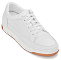 CALTO - Y7932 - 2.6 Inches Taller (White/Off-White & Gum Sole) - Elevated Micro-Perforated Leather Sneakers