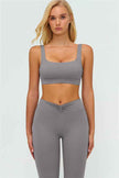The Lushness V-Back Sports Bra Flared Leggings 2-Piece Set