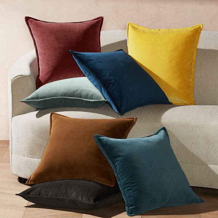 20''x20'' luxe velvet throw pillow  | 19 colors soft & elegant piped edge design | modern couch & bedroom accent | insert included