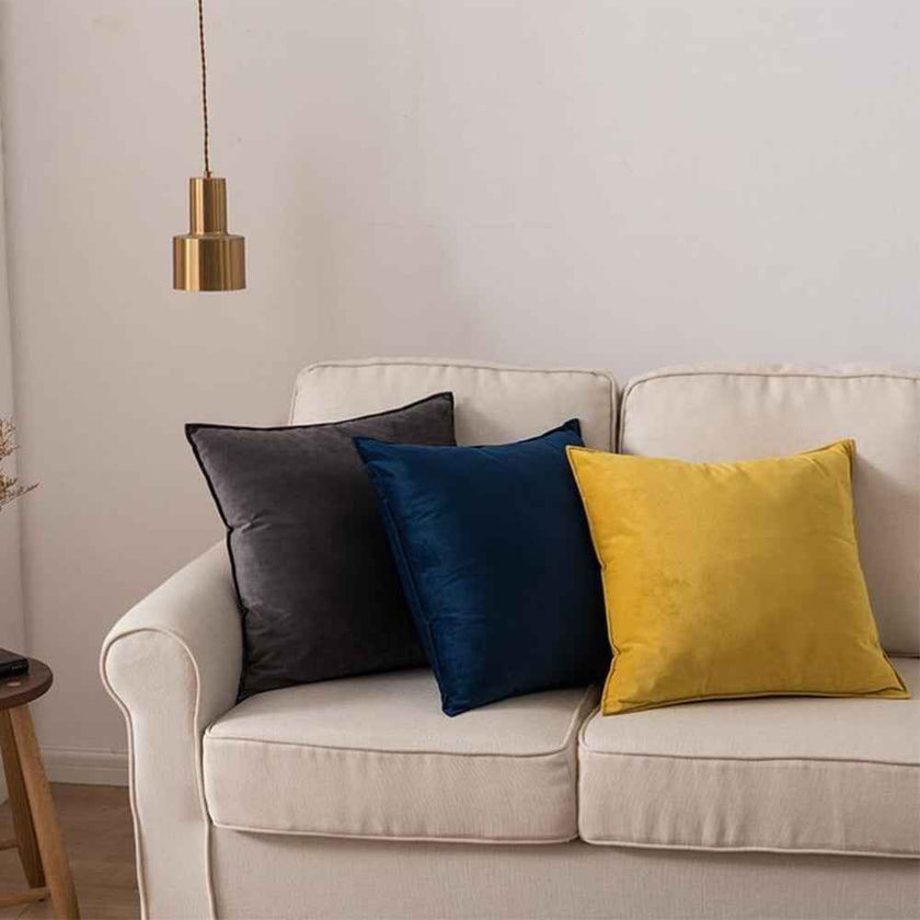 20''x20'' luxe velvet throw pillow  | 19 colors soft & elegant piped edge design | modern couch & bedroom accent | insert included