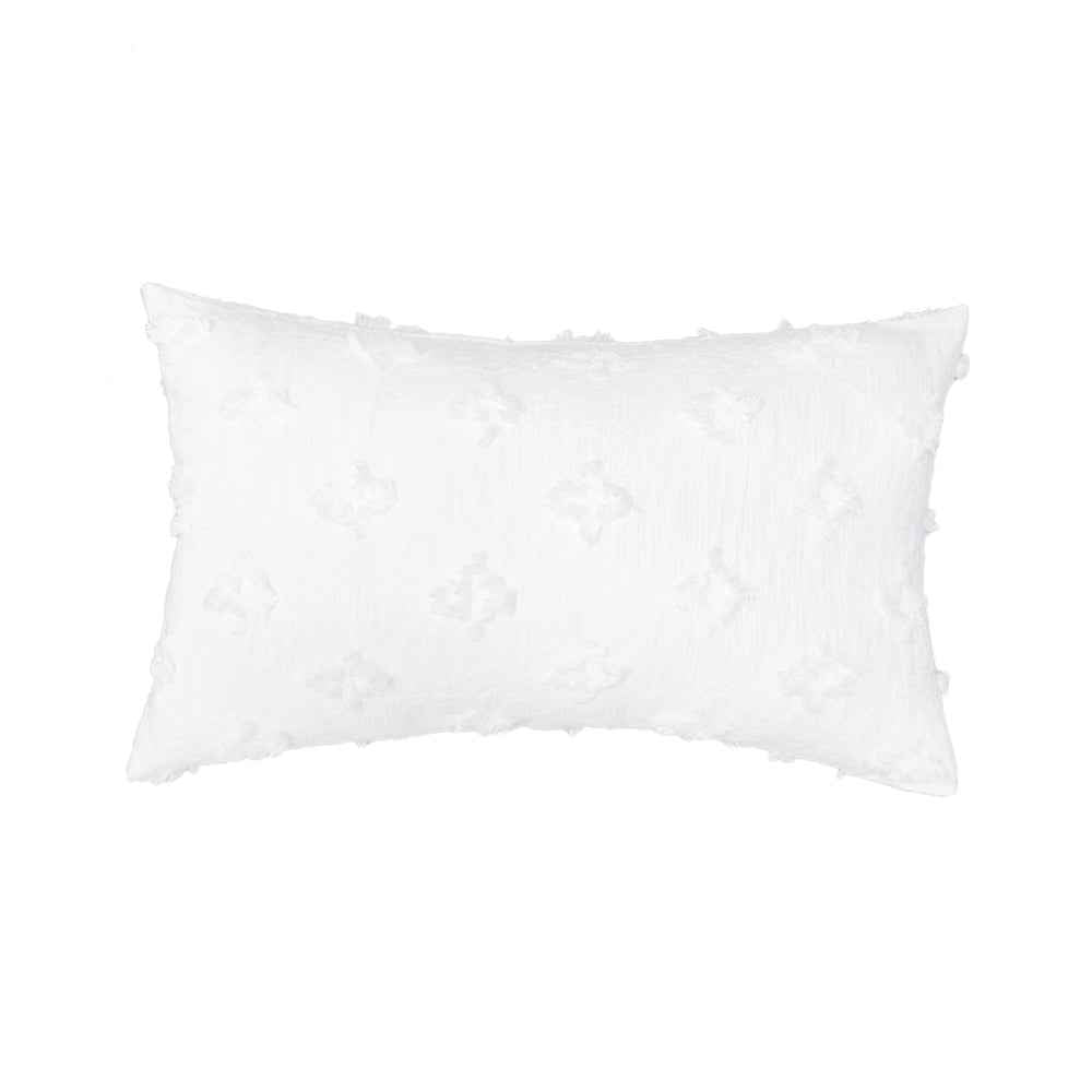 12''x20'' tufted floral lumbar support 100% cotton throw pillow | 7 colors textured daisy stitch design | boho chic lumbar & accent pillow | insert included