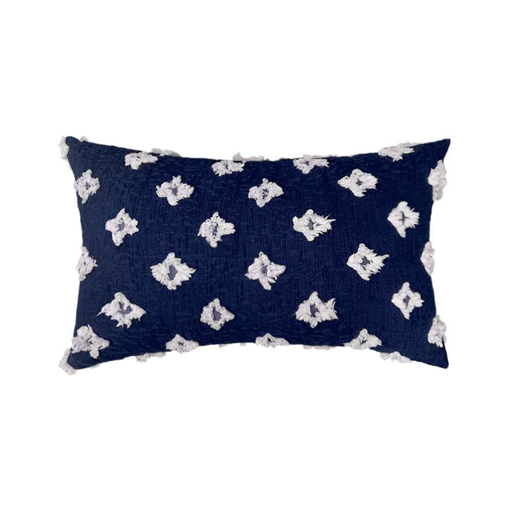 12''x20'' tufted floral lumbar support 100% cotton throw pillow | 7 colors textured daisy stitch design | boho chic lumbar & accent pillow | insert included