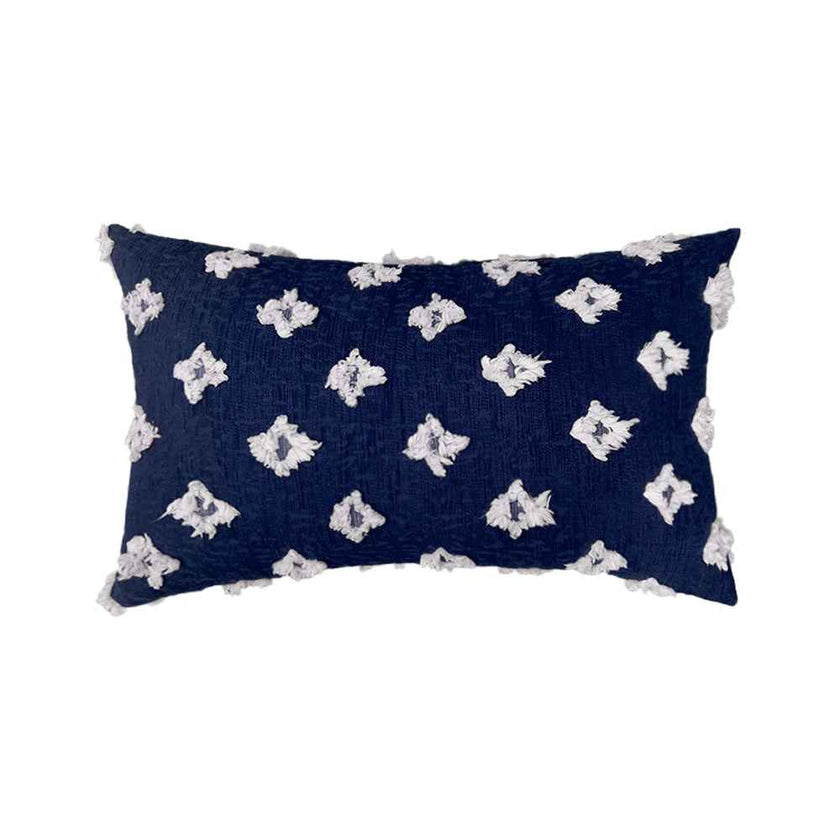 12''x20'' tufted floral lumbar support 100% cotton throw pillow | 7 colors textured daisy stitch design | boho chic lumbar & accent pillow | insert included