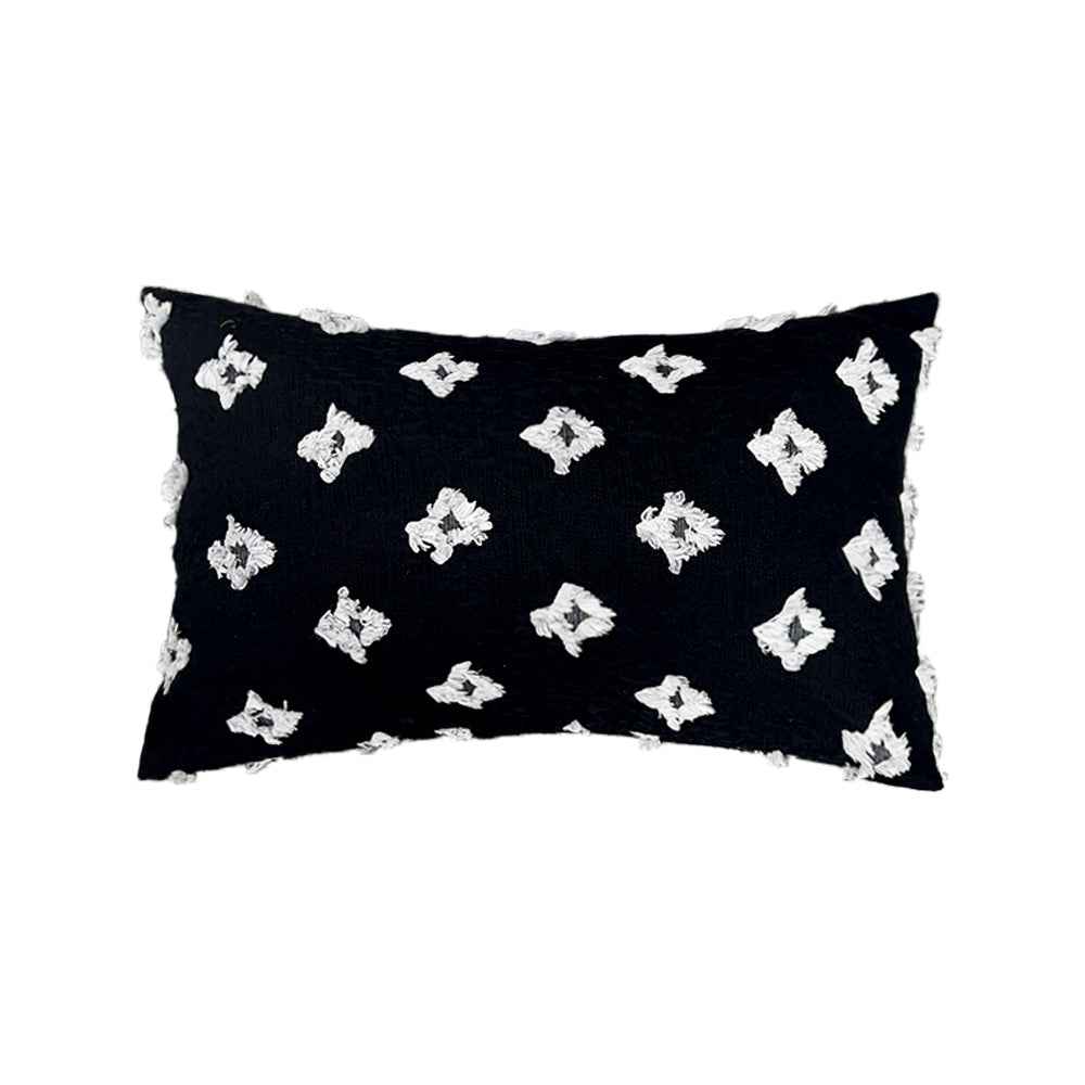 12''x20'' tufted floral lumbar support 100% cotton throw pillow | 7 colors textured daisy stitch design | boho chic lumbar & accent pillow | insert included