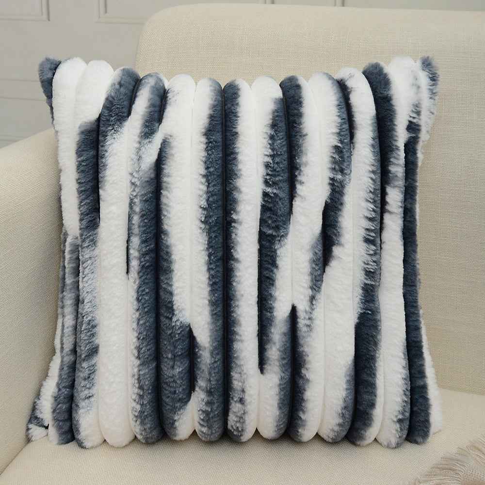 18"x18" Ribbed Ombre Faux Fur Pillow 5 Colors – Ultra-Soft Two-Tone Design Luxury Textured Accent Insert Included