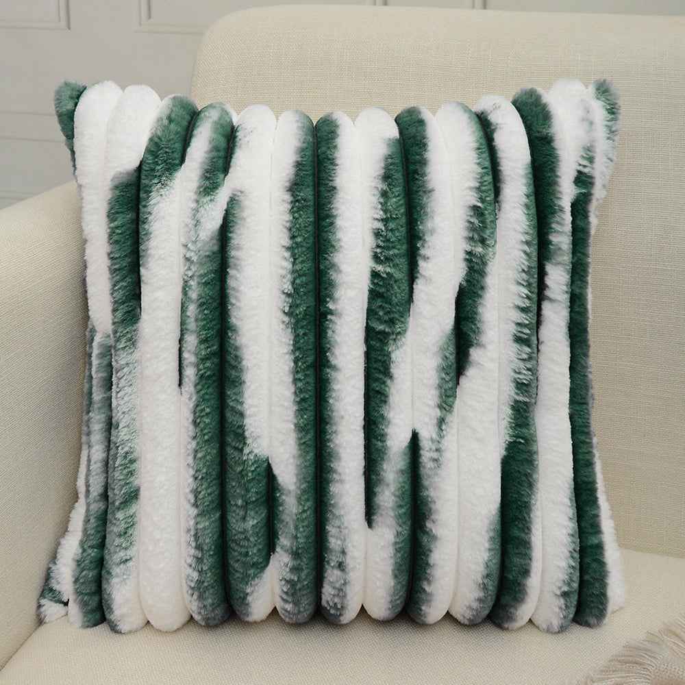 18"x18" Ribbed Ombre Faux Fur Pillow 5 Colors – Ultra-Soft Two-Tone Design Luxury Textured Accent Insert Included