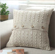 Cable knit throw pillow cover with 3 buttons closure, cover only size 18