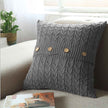 Cable knit throw pillow cover with 3 buttons closure, cover only size 18