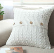 Cable knit throw pillow cover with 3 buttons closure, cover only size 18
