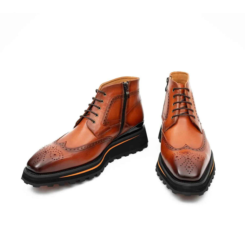 Zipper Brogue Martin Boots 2890 Brown
