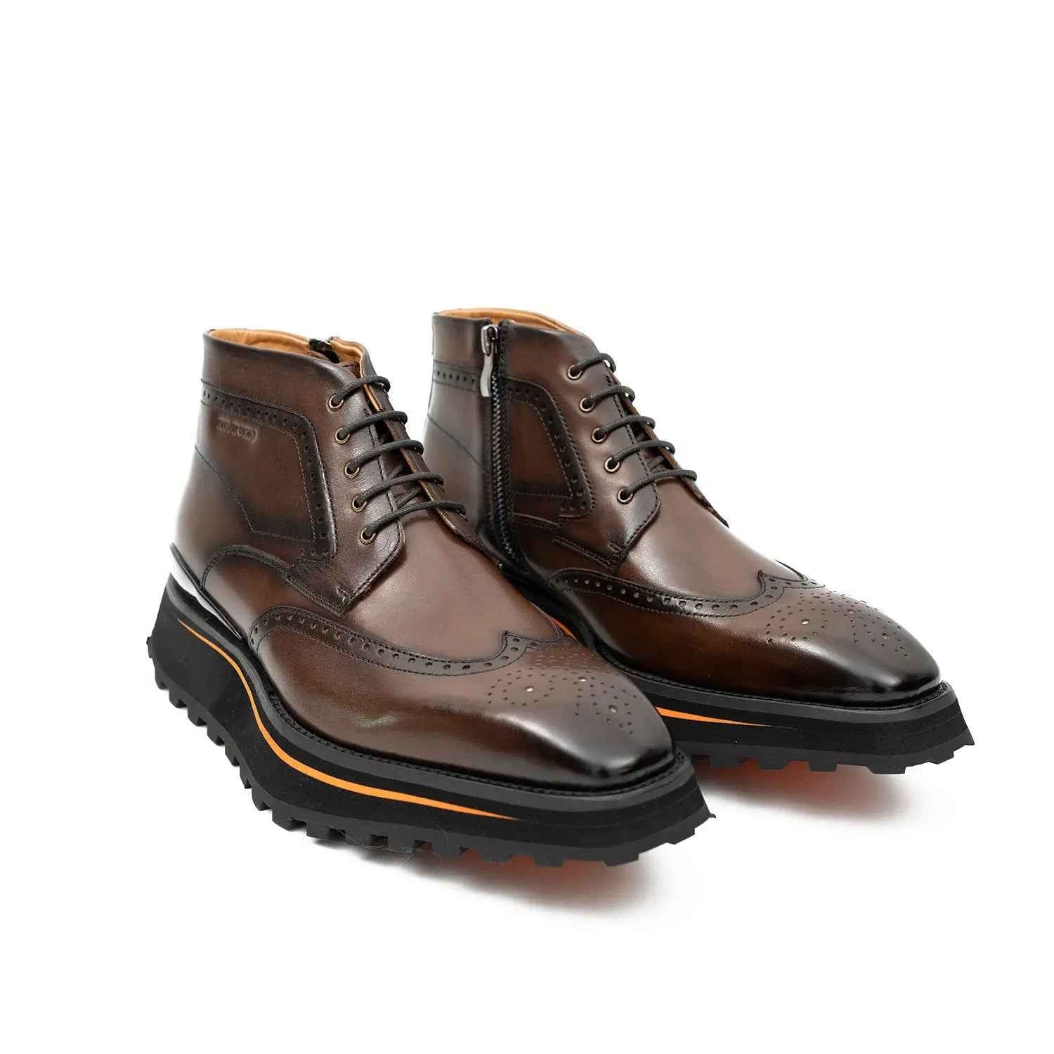 Zipper Brogue Martin Boots 2890 Coffee