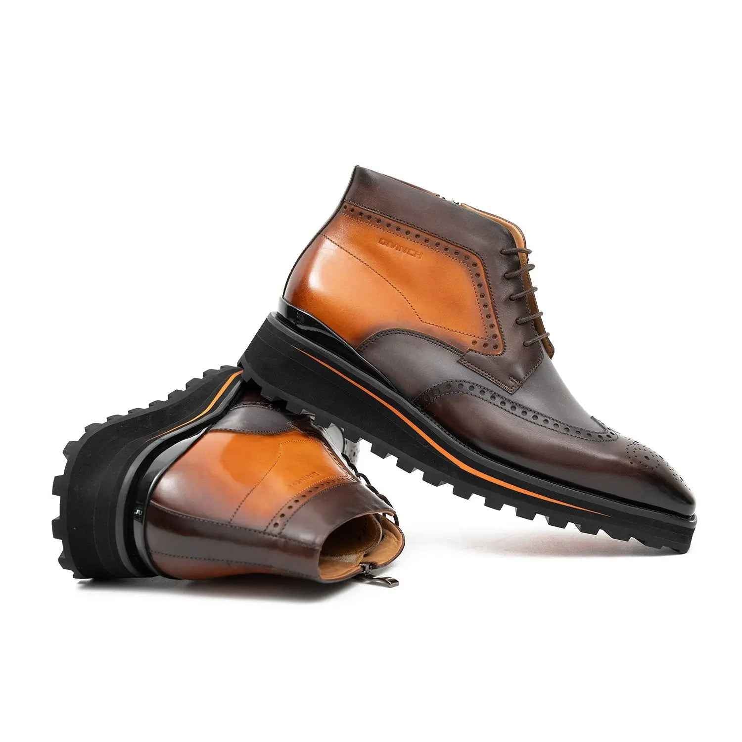 Zipper Brogue Martin Boots 2890 Gray Brown