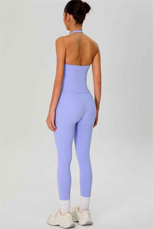 The Solid Halter Tank Top Leggings 2-Piece Set