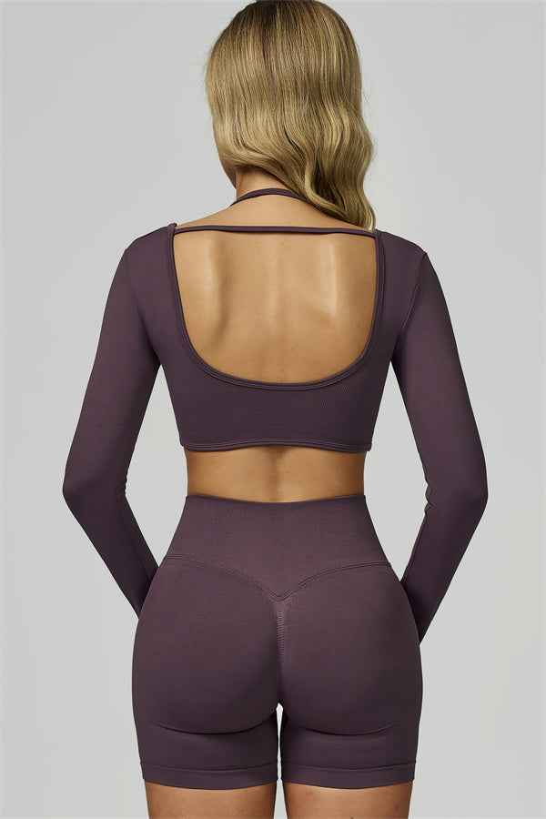 The Prime Long Sleeve Crop Top Shorts 2-Piece Set