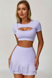 The Lavish Cut-out Crop Top Tennis Skirt 2-Piece Set