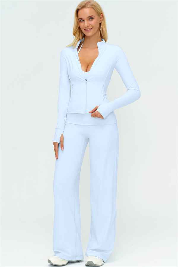 The Twirl Zip Jacket Straight Leg Pants 2-Piece Set