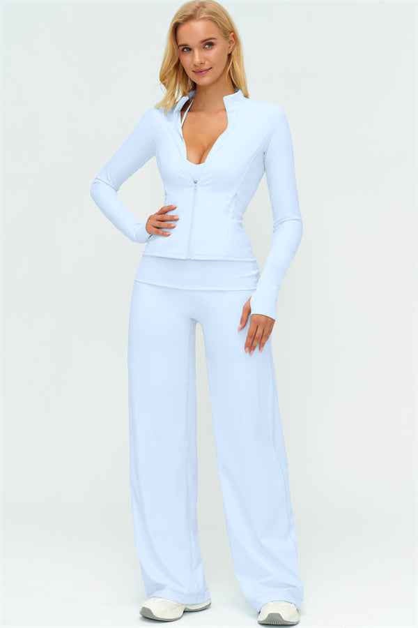 The Twirl Zip Jacket Straight Leg Pants 2-Piece Set