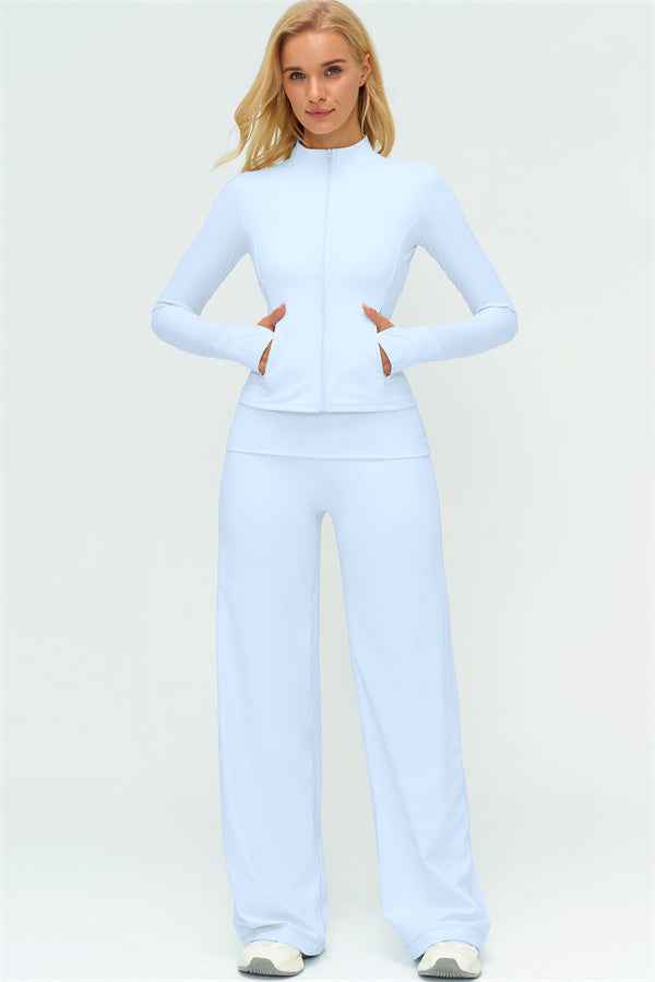 The Twirl Zip Jacket Straight Leg Pants 2-Piece Set