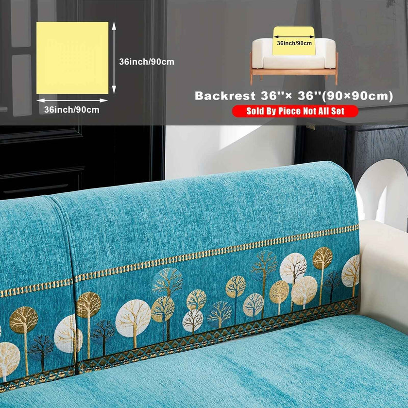 Pet Proof Couch Cover - Boho Chenille Sofa Cover with Tree Embroidery