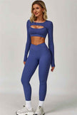 The Lavish Long Sleeve Cut-out Crop Top Leggings 2-Piece Set
