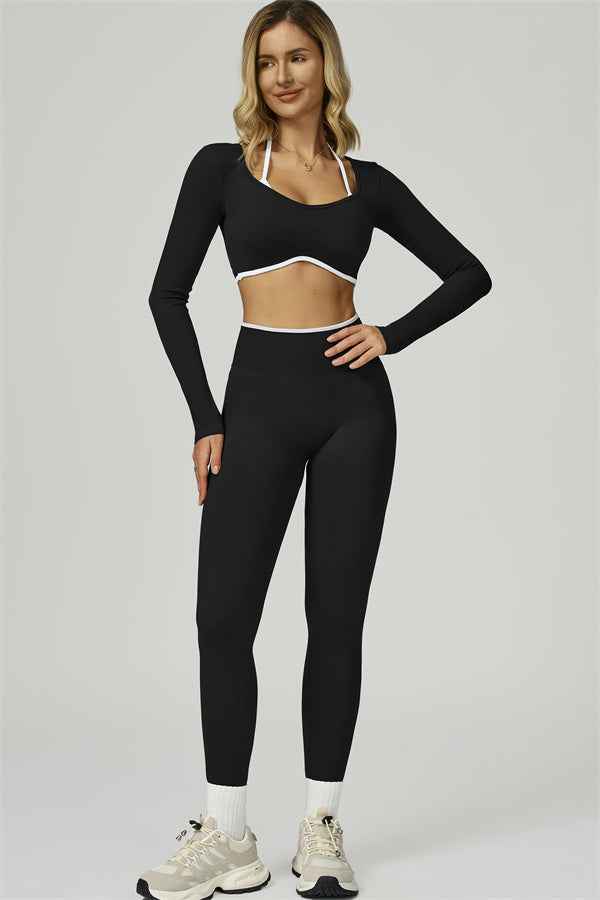 The Prime Line Long Sleeve Crop Top Leggings 2-Piece Set