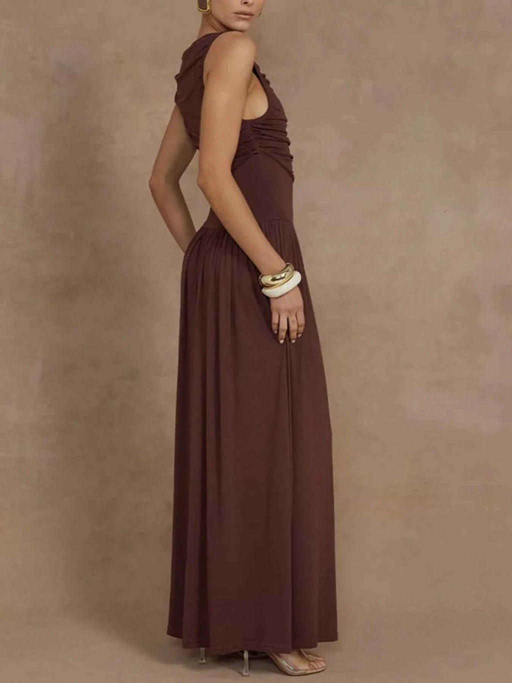 Ruched Sleeveless Maxi Dress