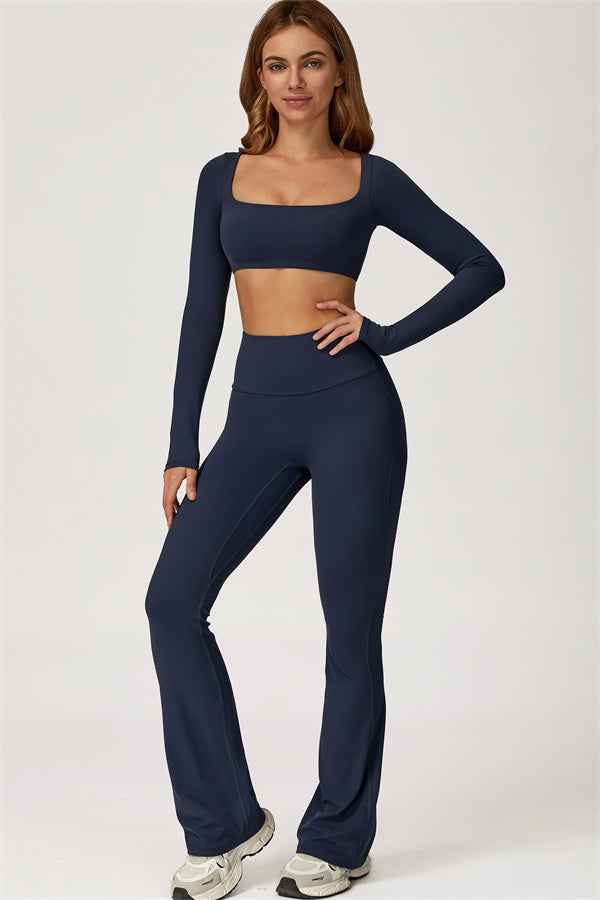 The Lily Belle Crop Top Flared Leggings 2-Piece Set