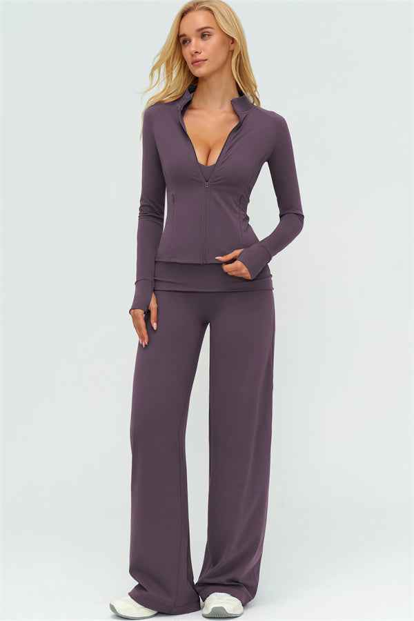 The Twirl Zip Jacket Straight Leg Pants 2-Piece Set